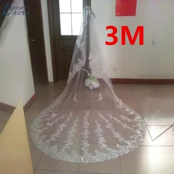 Brilliant lace Sequins Longa 3 M 3.5m 5 3 M Véus De Noiva Acessórios Do Casamento Catedral Véus De Noiva Branco Em Estoque Venda Quente