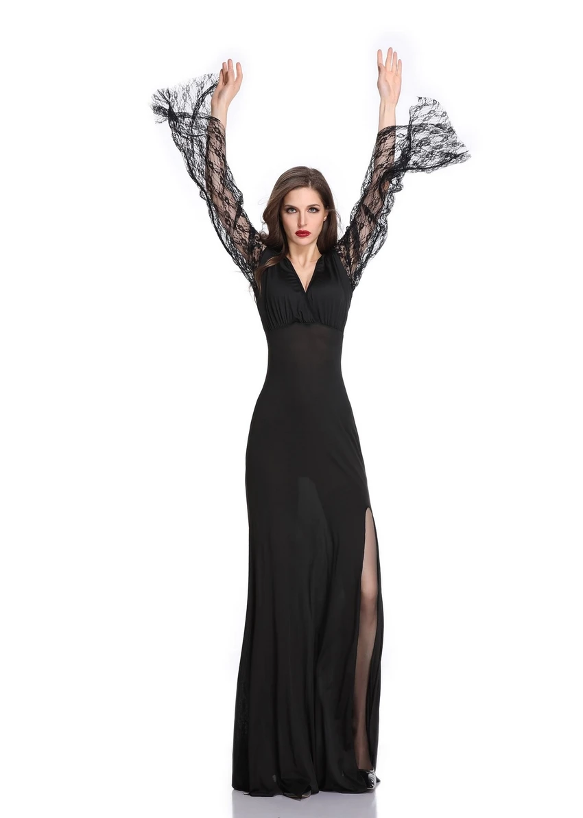 2019 Costume da strega per adulti Sexy abiti da strega di Halloween per le donne abbigliamento di carnevale Costume da fata vestito lungo da festa Cosplay