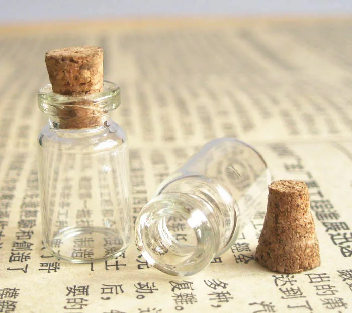 

1000 x 1ml Mini Glass Clear Bottles with Wooden Cork 13mm*24mm*6mm 1cc Sample Glass Vial 0.5ml 2ml 3ml till 1000ml is Available