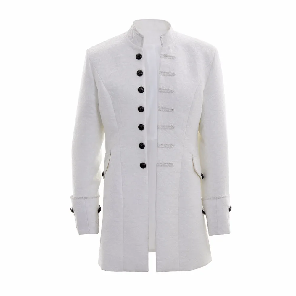 

Pirate Jacket Medieval Traditional Adult Gentlemen White Trench Coat British French Euro Trenchcoat Costume L0516