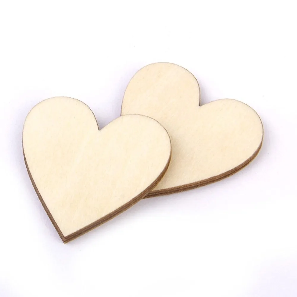 25 PCS/Pack 30mm Wood Color Blank Heart Wood Slices For Wedding Ornaments DIY Crafts Scrapbooking Supplies Graffiti Buttons