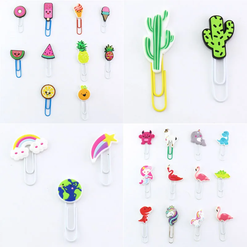 TUTU 20Pcs/lot Creative cactus donuts Bookmark Cute Kawaii Book Markers Paper Clip For Kids Gift Korean Stationery Student H0243