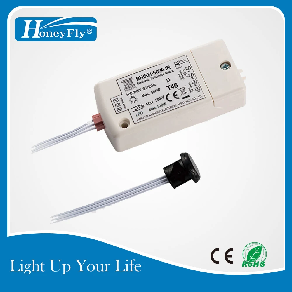 HoneyFly IR Sensor Switch 500W 100-240V (Max.100W For LEDs) Infrared Light AI Switch Motion Sensor Auto On/off 5-10CM