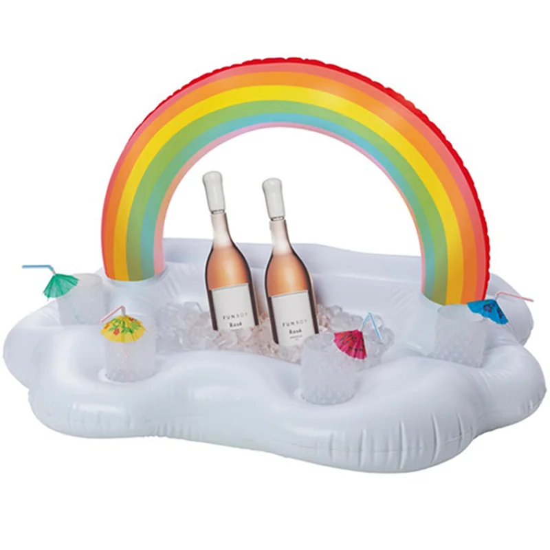 Porte-gobelet en nuage arc-en-ciel, matelas gonflable, seau à glace, plateau de Table, Bar, piscine, fête, bière, boisson, nourriture, flotteur, fête de natation, jouets amusants