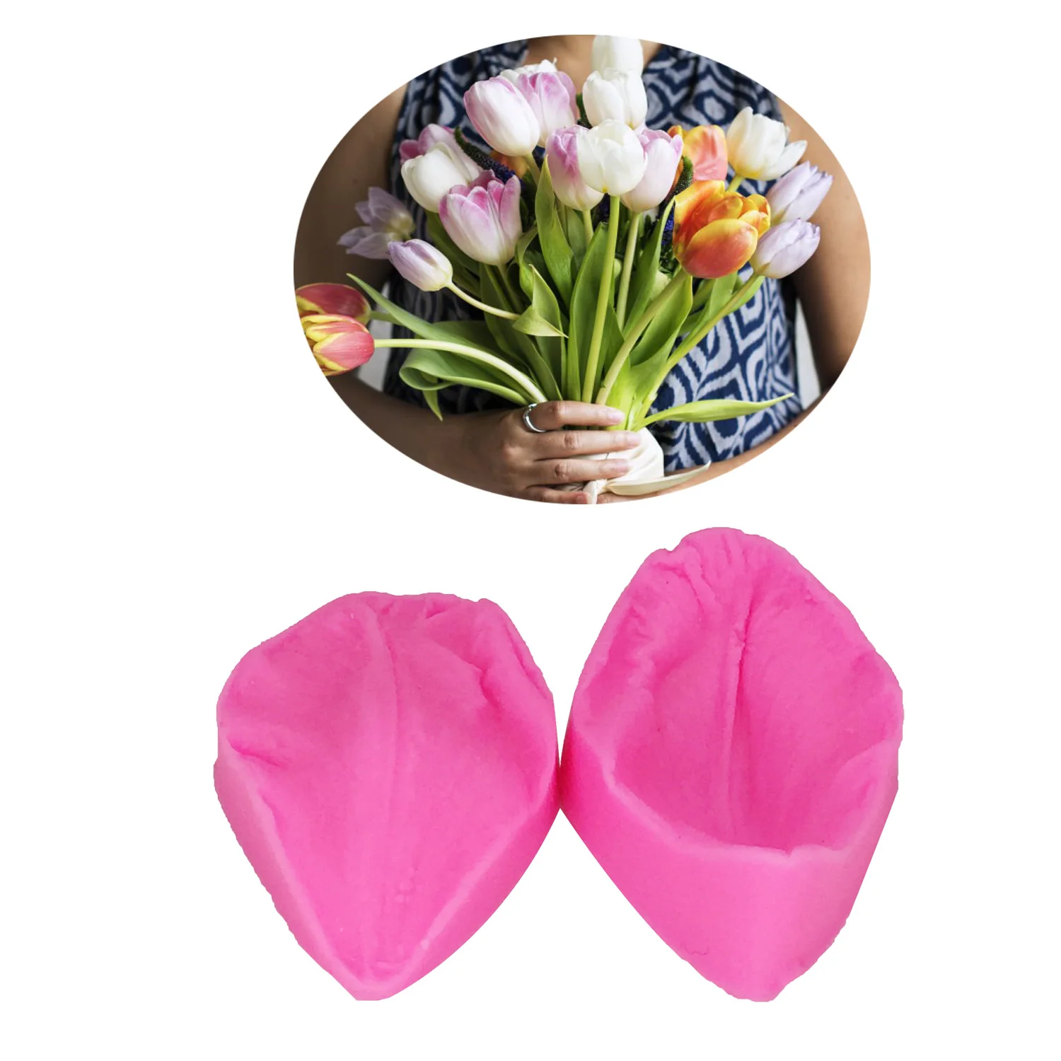 2PCS/set Tulip Petal Cake Molds Silicone Mold Silicone flower Gift Fondant Mold Sugar Gift cake Decoration tools T1198