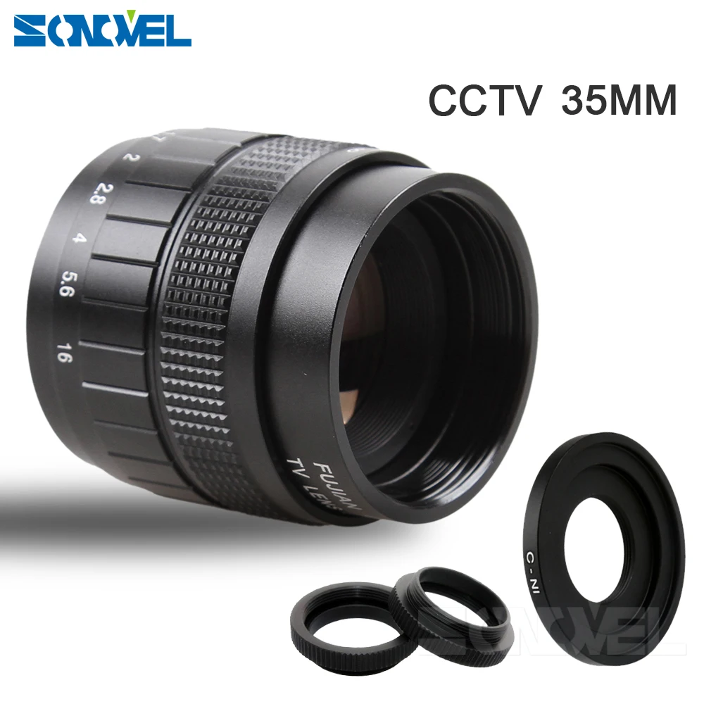 FUJIAN 35mm F1.7 CCTV TV obiektyw filmowy + mocowanie C + pierścień makro do Nikon 1 AW1 S2 J4 J3 J2 J1 V3 V2 V1 C-NI