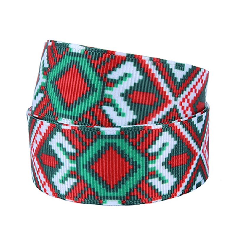 38mm Aztec Christmas printed grosgrain ribbon with beautiful design