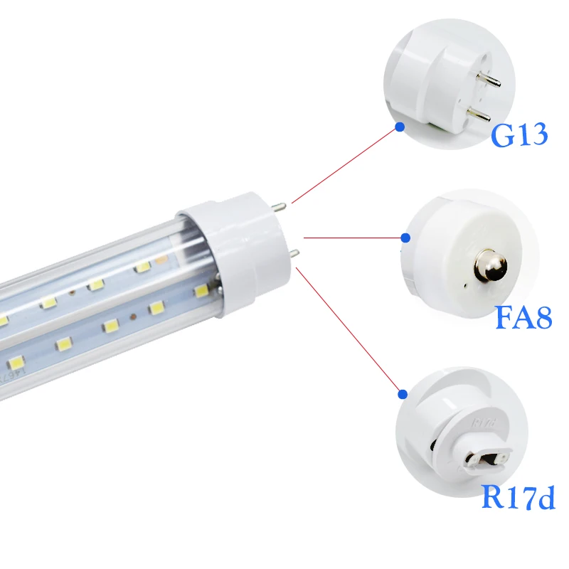 

Toika 100pcs 40W 50W 1200MM 4ft T8 v-shaped Tube Light G13 / R17d / FA8 240degree High brightness clear cover AC85-277V