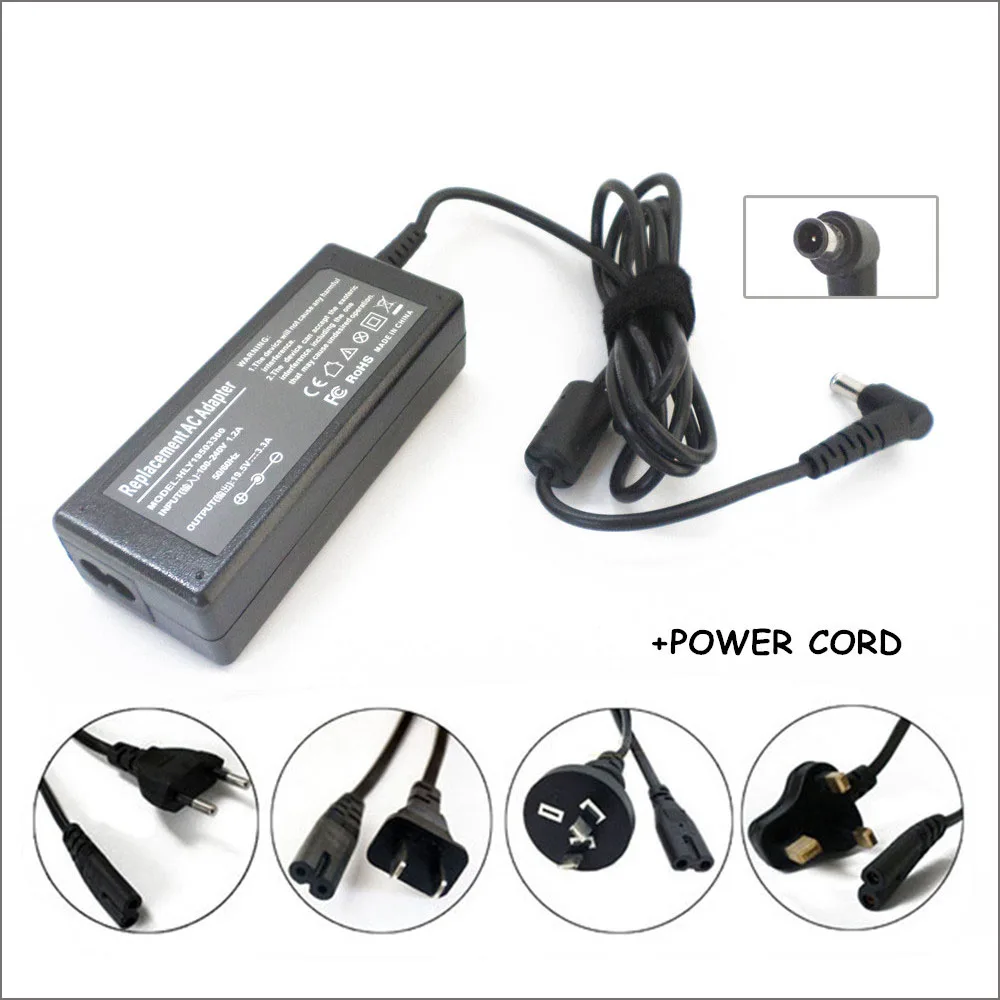 19.5V 65W 3.3A AC Power Supply Cord AC DC Adapter For Caderno SONY Vaio Vgp-ac19v48 Vgp-ac19v44 Quick Charger