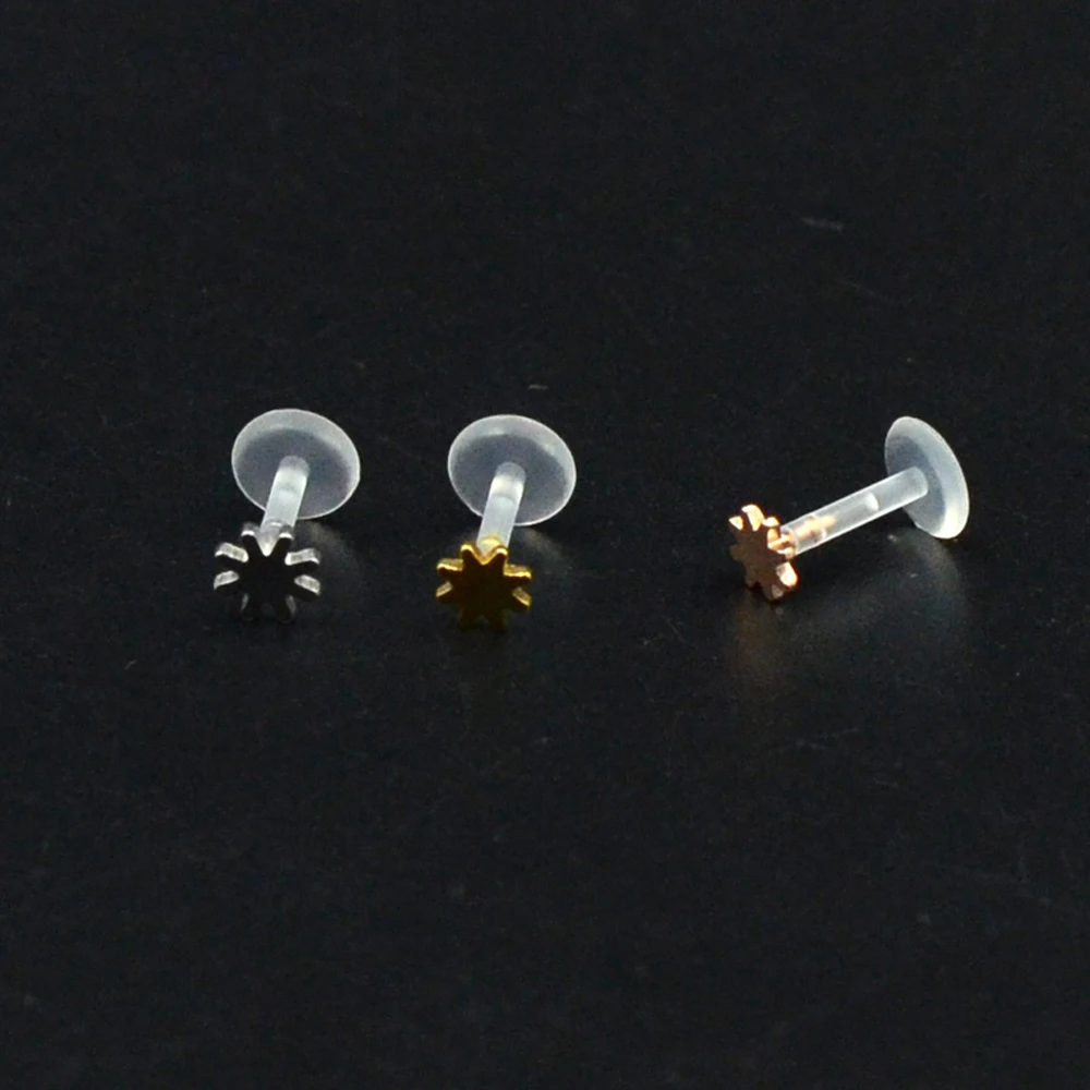 1PC Bioplast Star Sun Ear Tragus Cartilage Piercings Steel Ball Labret Ring Ear Tragus Sexy Body Jewelry Piercing