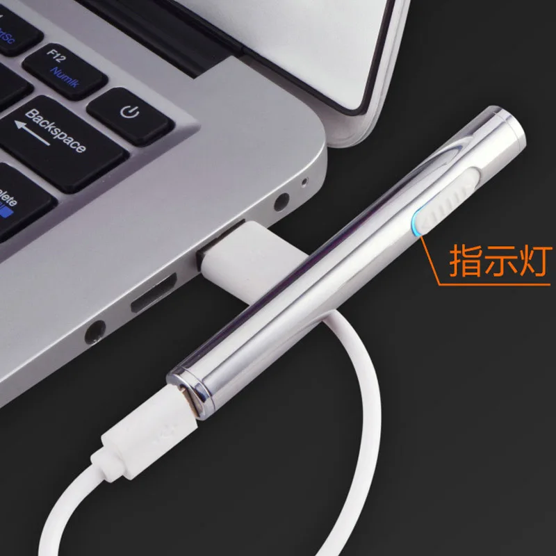 Portable Mini USB Cigarette Lighters Charging Electric Wire Windproof Lighter Rechargeable Metal Lighter Smoker Gift