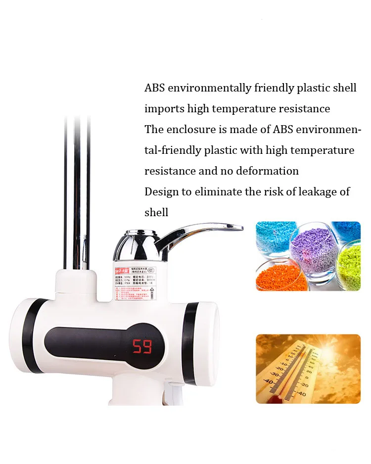 3000 واط عرض درجة الحرارة لحظة صنبور الماء الساخن Tankless صنبور كهربائي الحمام لحظة صنبور ساخن سخان مياه تسخين المياه