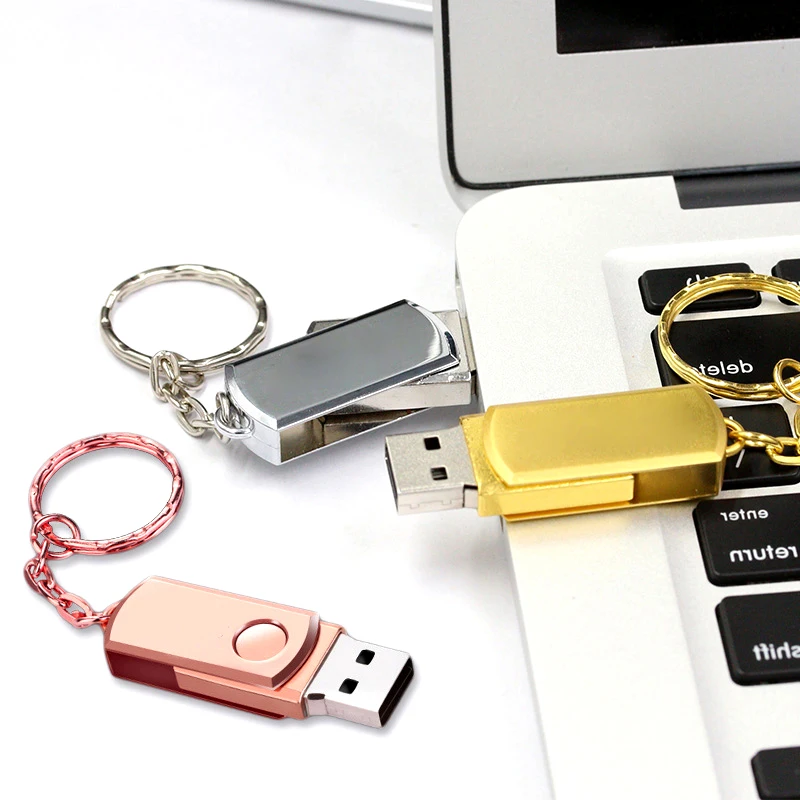 New Arrival Pen Drive Metal USB Flash Drive 32GB 16GB 64GB 8GB 4GB USB Key Ring USB2.0 Stick Thumbdrives Pendrive Memory Stick