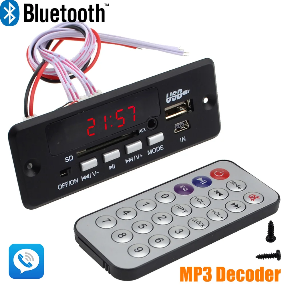 New 7~12V Car Hands-Free Call Bluetooth MP3 Decode Board with Bluetooth Module+FM+Free Shipping-10000656