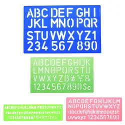 4pcs Assoted Colors Plastic Letter and Alphabet Stencil Sets Drawing Drafting Template