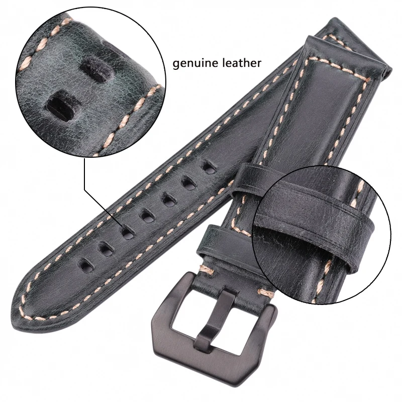 Genuine Leather Watchbands 4 Colors For Panerai Watch Band Accessories Women Men Cowhide Strap 20mm 22mm 24mm 26mm Bracelet