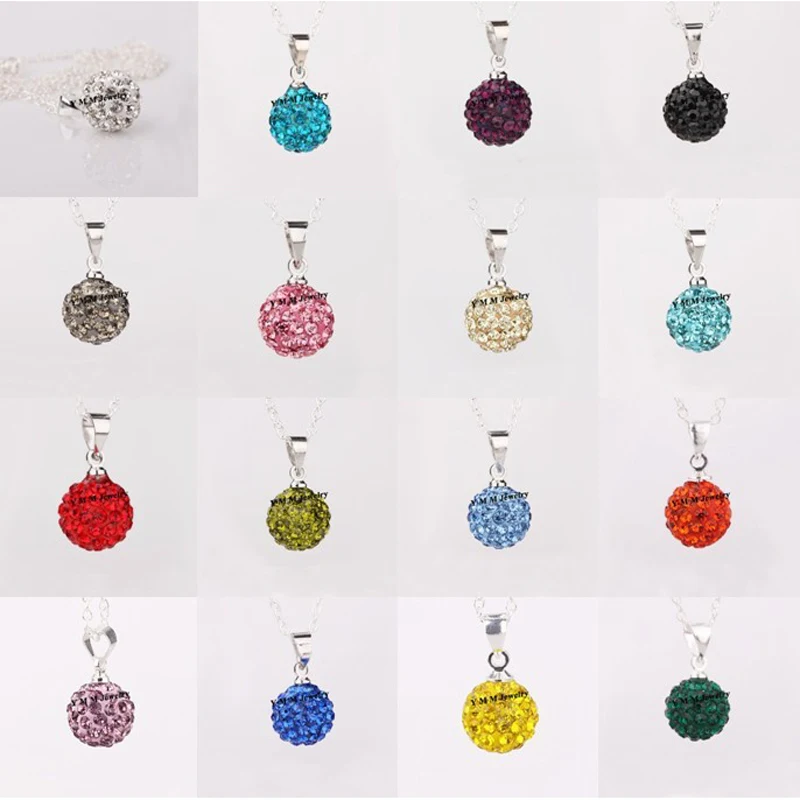 Mix Option 16 Colors 10mm Clay Pave Disco Ball Rhinestone Pendants Wholesale 50pcs/Lot