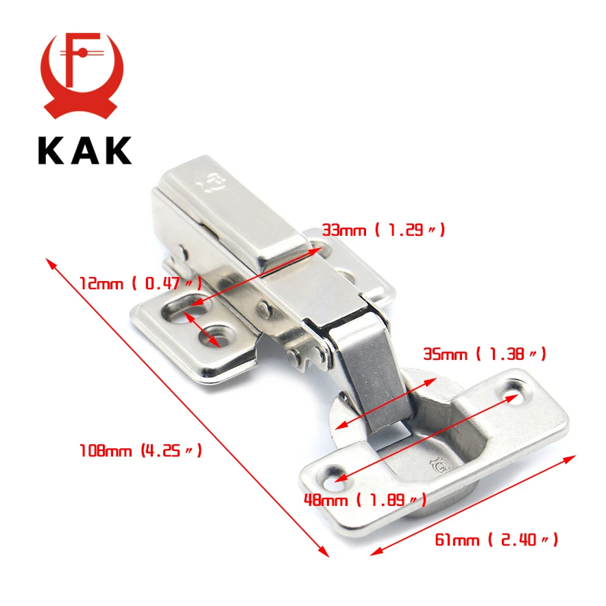 KAK Hinge Rustless Iron Hydraulic Hinge Iron Core Damper Buffer Cabinet Cupboard Door Hinges Soft Close Furniture Hardware