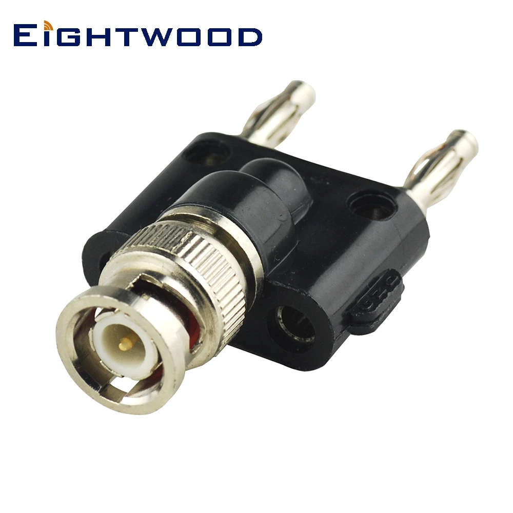 

Eightwood 5PCS BNC Plug Male Pin to Dual Banana Plug Male Pin RF Coaxial Adapter Connector U-Shape Stack for CCTV Speaker System