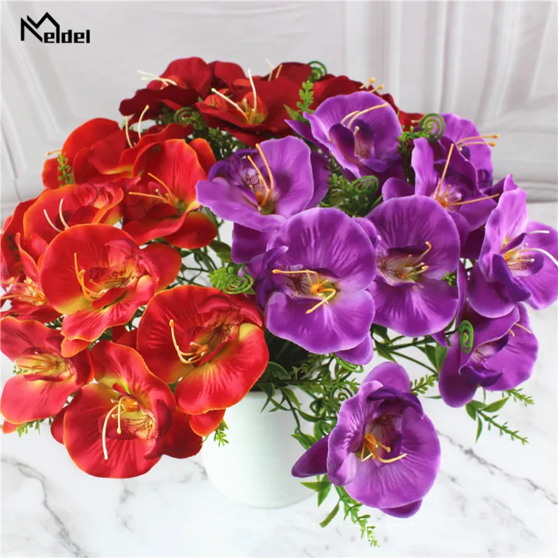 1pcs Fashion Butterfly Orchid Artificial Flowers Silk Flowers Head Party Home Decor Wedding Decorations Accessories Fake Flowers