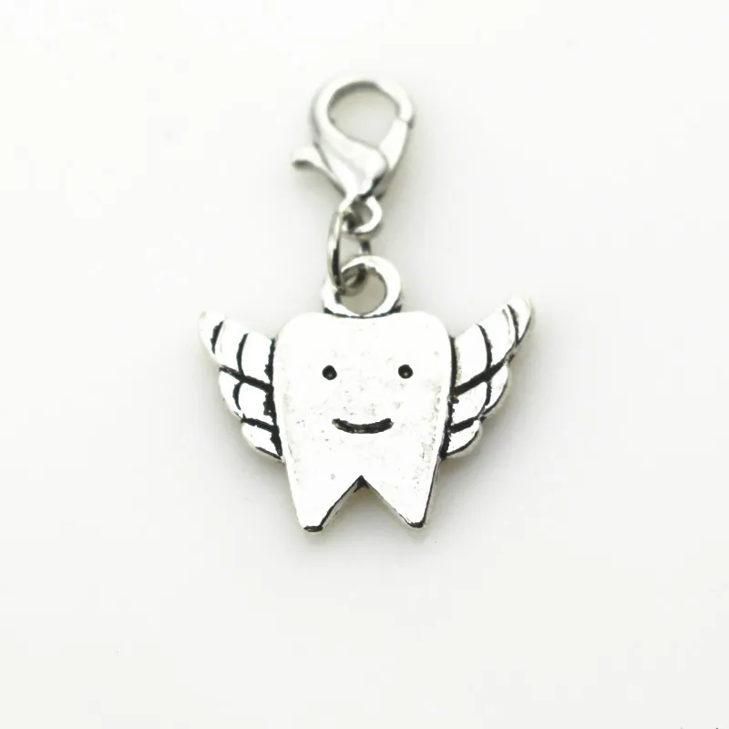 

50pcs/lot TOOTH charms dangle charms lobster clasp hanging floating charms Diy bracelet pendants jewelry