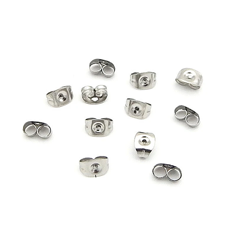 300pc/lot 6*4mm stainless steel Earring Backs Stoppers Jewelry Making Accessories Stainless Steel Ear Plugging Blocked Wholesale