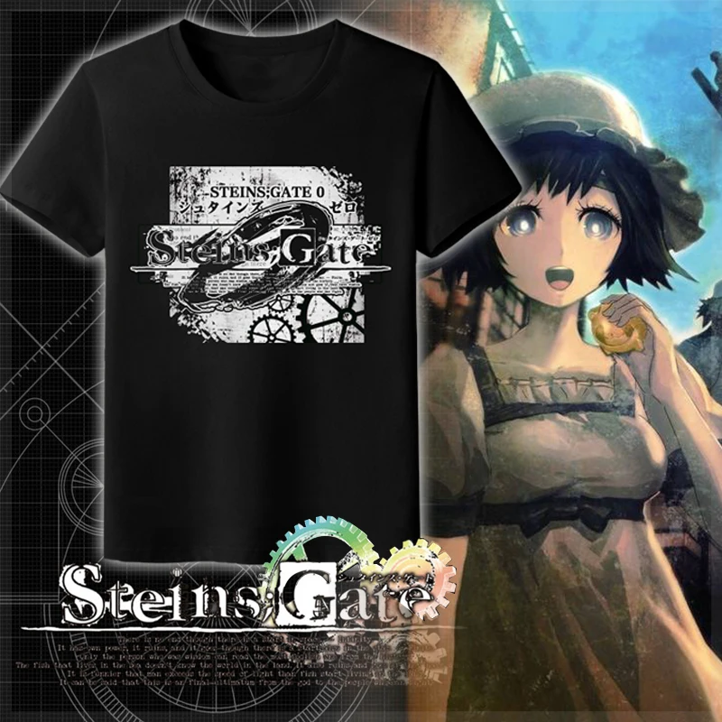 Anime JK Steins Gate Logo Cosplay Costume Shirt Tops Tee  Cartoon T-Shirts High Quality Women Men Unisex t shirt tshirt Black