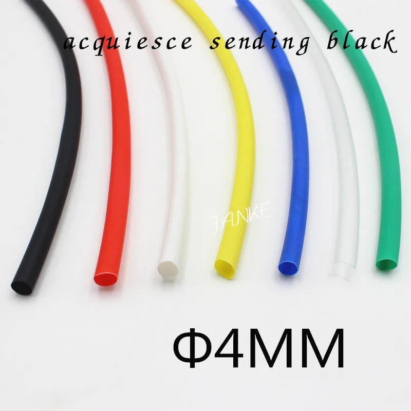 (1Meter/lot) 4MM Inner Diameter Black Heat Shrinkable Tube / Heat Shrink Tubing Color : Black Red Blue Green Yellow