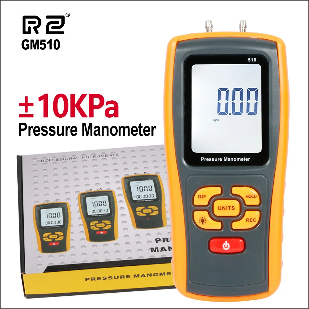 

RZ Digital Pressure Gauge Manometer Handheld Pressure Differential Tester USB Portable Manometer Pressure Meter GM510 GM511