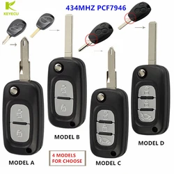 Część wymienna keyecu zmodyfikowana klapka zdalny kluczyk 433MHz PCF7946 dla renault kangoo clio iii Modus Trafic Master Duster