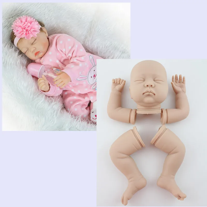 

hot-selling unpainted silicone reborn doll kit vinyl sleeping dolls eyes closed DIY Model Kit Head Arms Legs Accessories parts