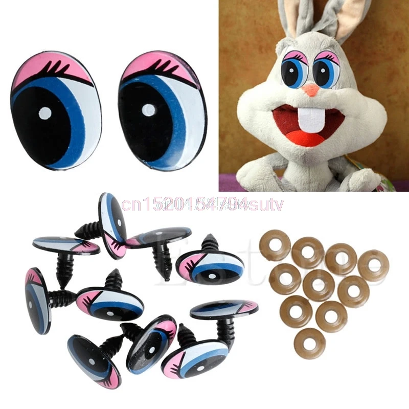 5 Pairs(10Pcs) Oval Blue Safety Plastic Eyes Toy Puppets Dolls Eyes DIY 24 x18mm Accessories for Dolls Toy