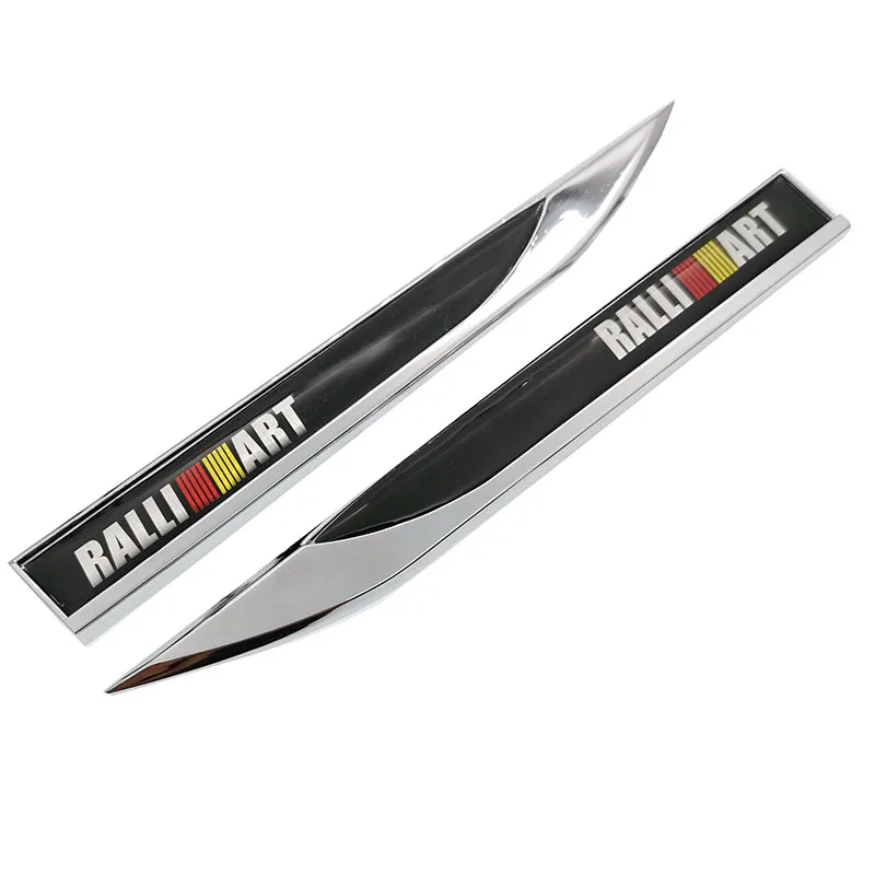 1 Pair 3D Metal RALLIART Logo Fender Side Car Sticker Emblem For Mitsubishi Lancer 10 RalliArt l200 Galant Ralli Art Car Styling