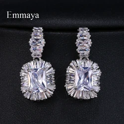 EMMAYA Zircons Luxury Cubic Zirconia Jewelry 4 Colors Large Sparkling Big Zircon Crystal Earrings For Girls Wedding