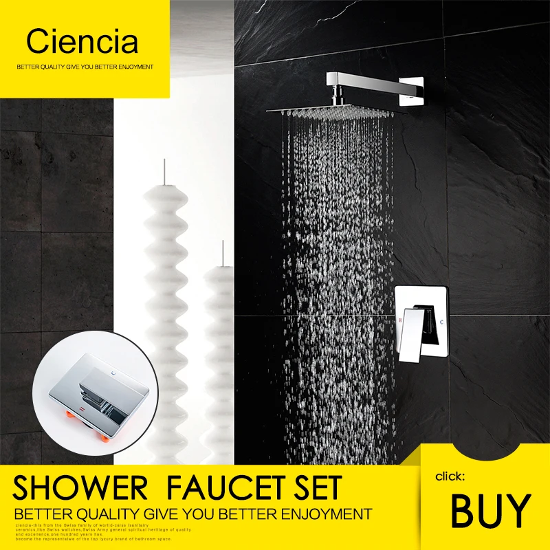 

Ciencia Rain Shower System Brass Fixed Shower Head Rain Mixer Shower Combo Wall Mount Shower Trim Kit with Rough-in Valve