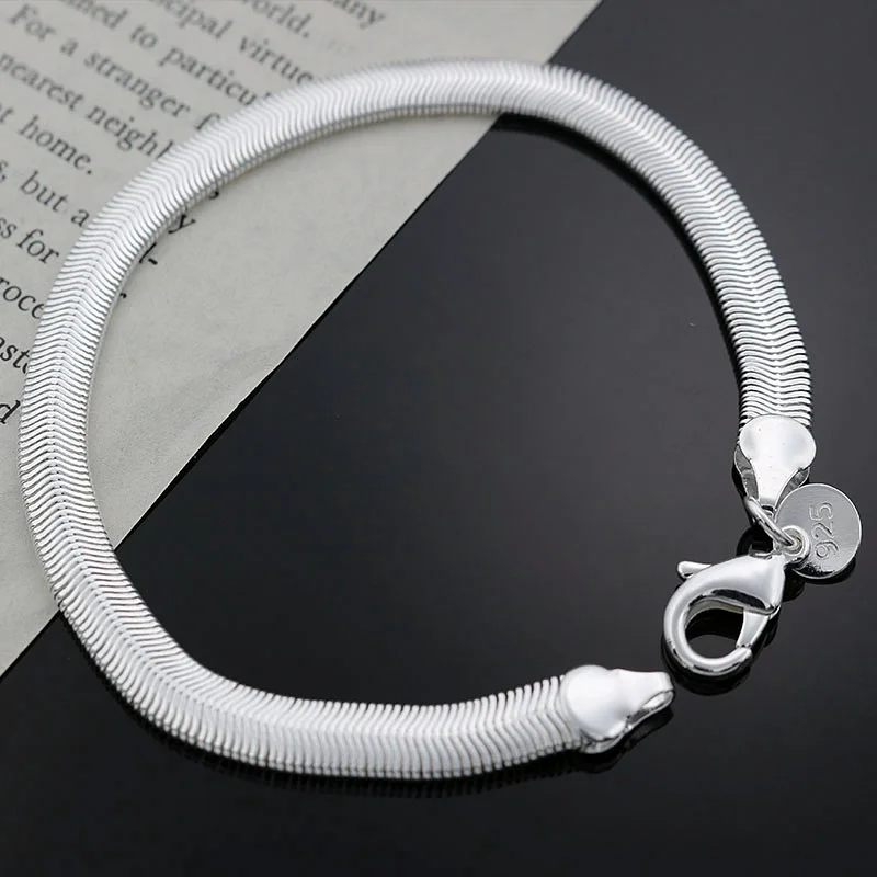 factory wholesale H164 pretty fashion Elegant silver color charm 6MM snake new chain hot Bracelet high quality Gorgeous jewelry