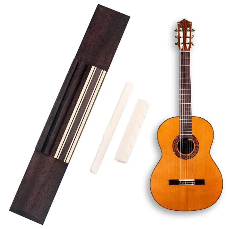 Rosewood Guitar Bridge+ Cattle Bone Guitar Nut+ Cattle Bone Guitar Saddle for Classic Guitar Accessories