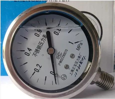 YN60BF 1Mpa seismic shock stainless steel gauge stainless steel corrosion 2.5mpa