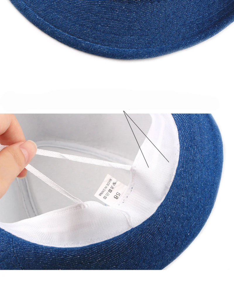 HT1749 2018 Neue Frühjahr Sommer Hut Baumwolle Denim Jazz Kappe Männer Frauen Klassische Panama Cap Derby Bowler Fedora Hut Solide plain Fedoras – Detail 7
