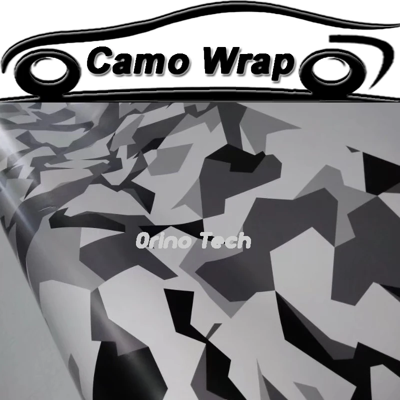 Adhesive Black Grey White Camouflage Film Vinyl CAR Wraps With Air Bubble Vehicle Motorcycle Sticker Decal Body Wrapping