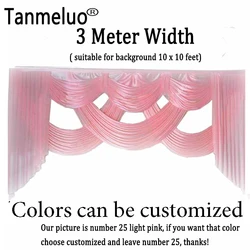 3M/10ft Long Ice Silk Fabric Wedding Backdrop Drapes Event Party Curtain Swags Decor Birthday Stage Background Drapery Swag