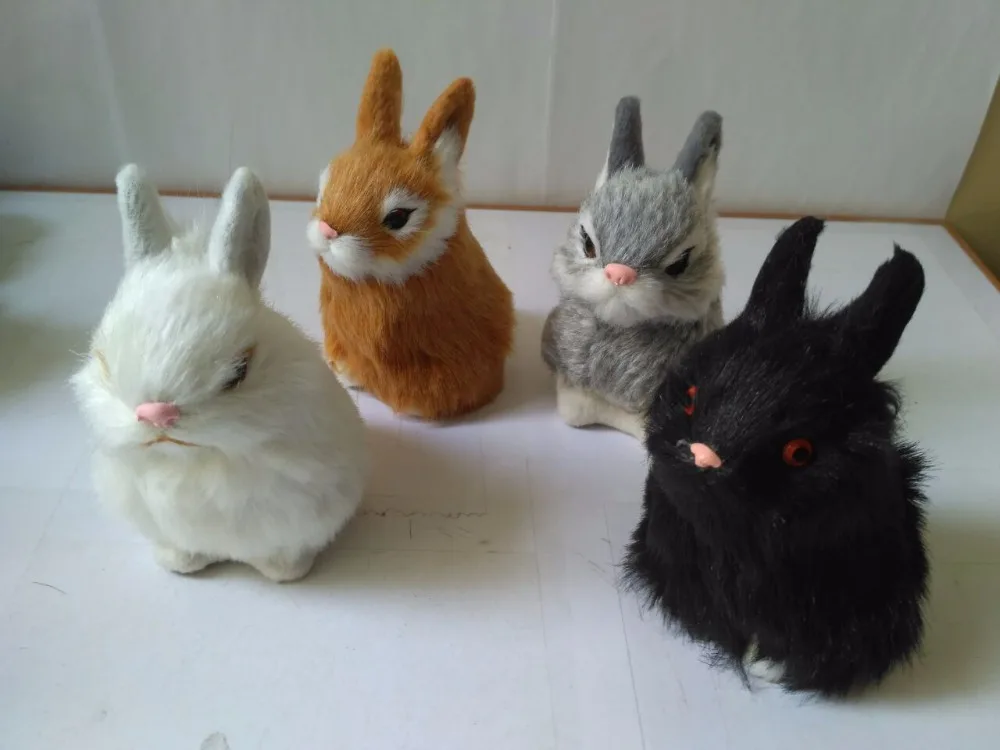 

simulation rabbits one lot/4 pcs model plastic&faux furs 7x7x11cm rabbit handicraft prop home decoration ornaments gift d2379