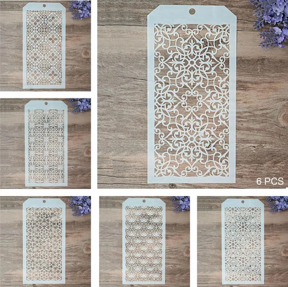 6 PCS DIY Craft Geometry Stencil for DIY Scrapbooking Stamping Album Crafts Decorative Paper Cards