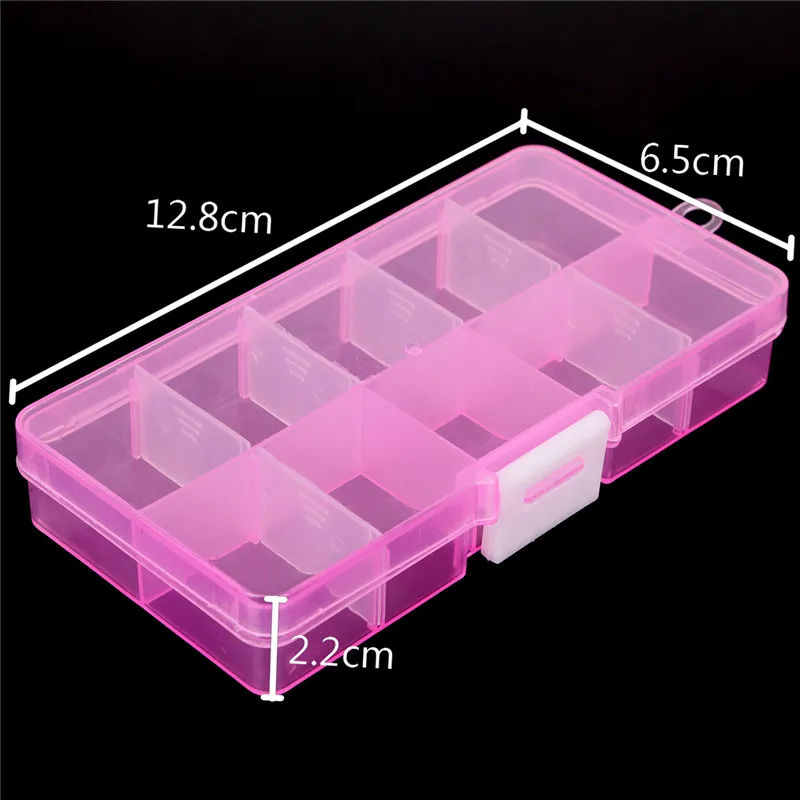 10 Slots Cells Colorful Portable Jewelry Tool Storage Box Container Ring Electronic Parts Screw Beads Organizer Plastic Box