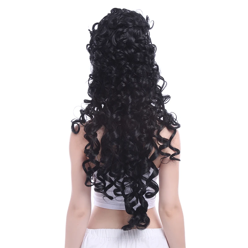 L-email wig Synthetic Hair Brown Long Curly Cosplay Wigs Curly Brown Cosplay Wig Heat Resistant Halloween Daily Wig