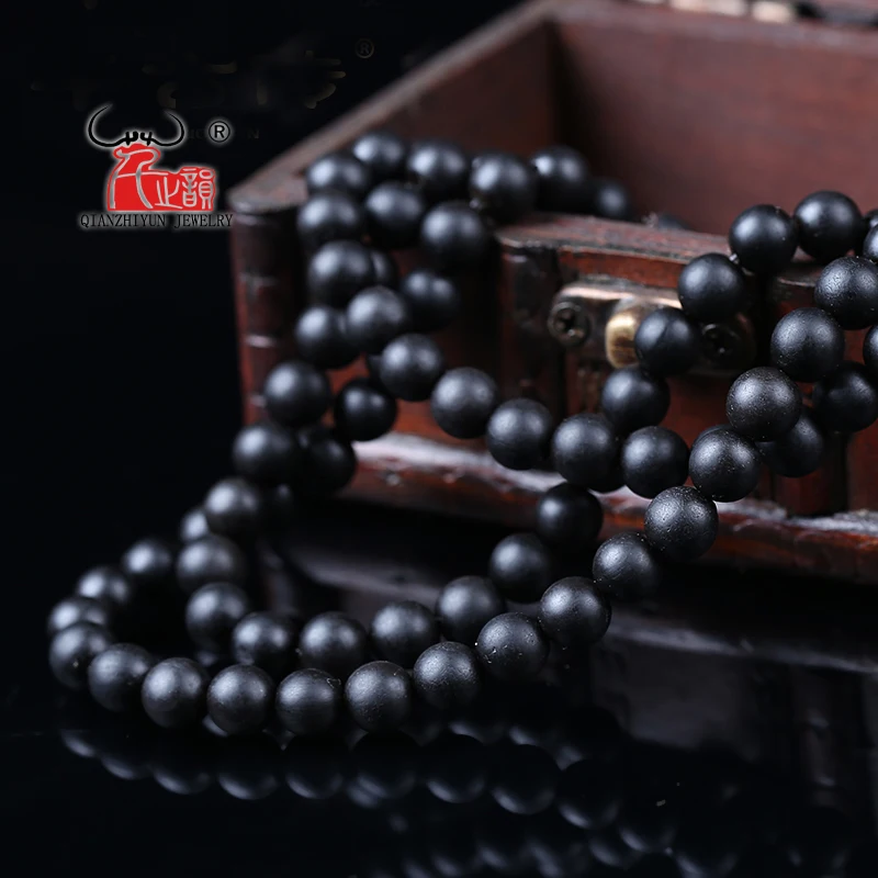 20PCS prayer beads round hand string black buffalo horn vintage hand chain beads DIY handmade necklace bracelet. Hole 1.5mm