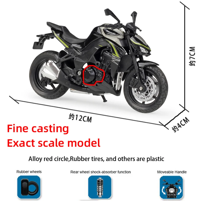 Welly 1:18 Kawwasaki Z1000 Alloy Diecast Motorcycle Model Workable