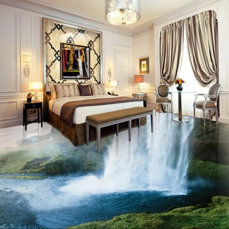 

beibehang Custom large mural waterfall 3D interior floor thickening waterproof wear pvc environmental plastic film