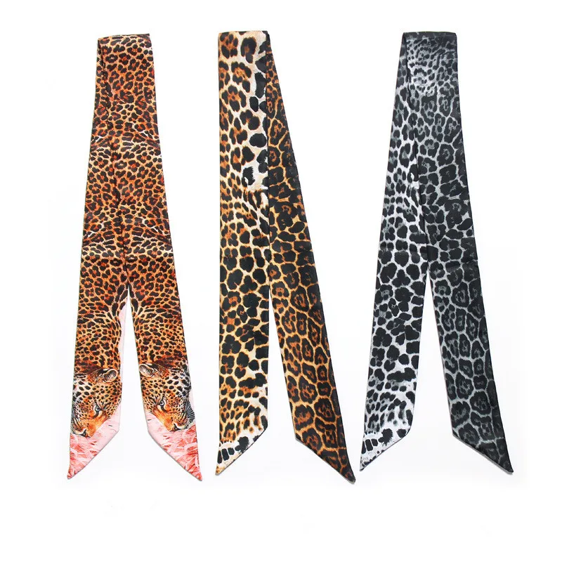 Leopard Snake Skin Print 2023 New Bag Skinny Silk Scarf For Women Luxury Brand Foulard Women Tie Fashion Head Scarves For Ladies