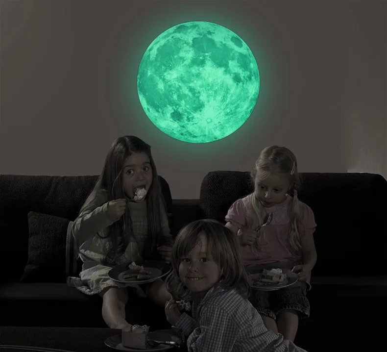 

Glowing Moon Glow In The Dark Moon Wall Sticker Art Decal Children's Stickers 20cm x 20cm Home Room Decoration